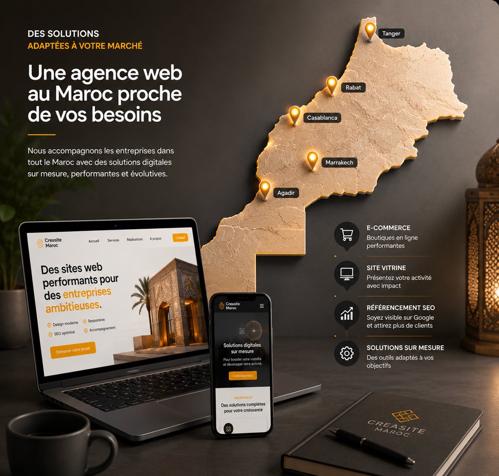 Solutions digitales au Maroc avec site web responsive, e-commerce et référencement local