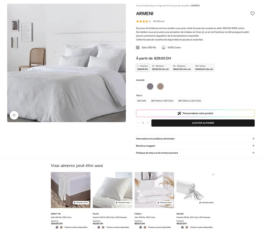Fiche produit du site e-commerce HYMCO