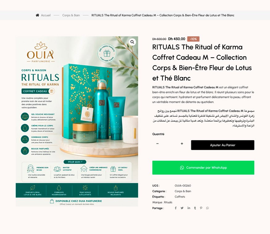 Fiche produit e-commerce Ouia Parfumerie
