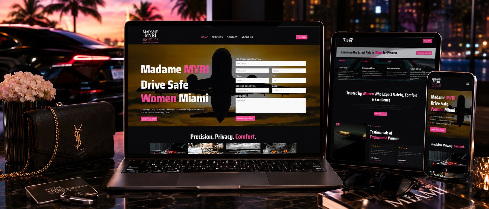 Création du site Vitrine Madame Myri Madame Myri chauffeur privé à Miami