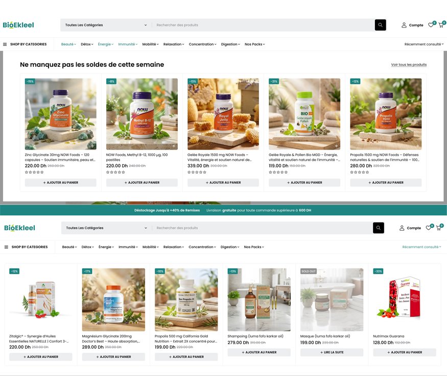Navigation Catalogue BioEkleel Ecommerce
