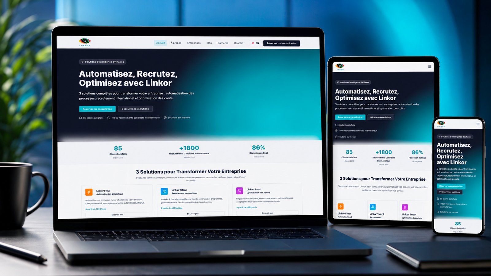 Création du site corporate Linkor Business Intelligence